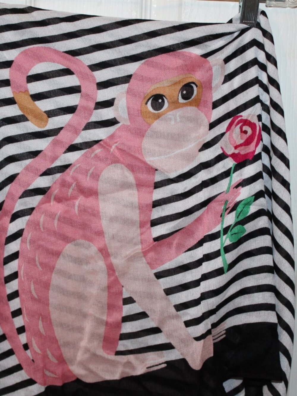 NWT Kate Spade Monkey Striped Oblong Scarf SO CUTE!!!!! - Picture 4 of 7